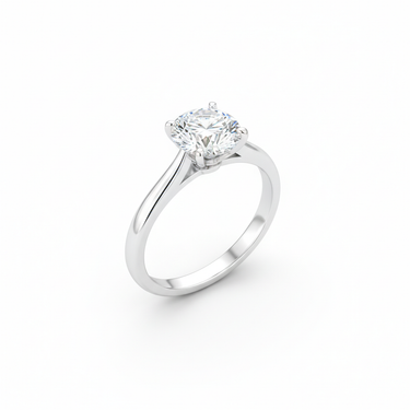 Solitaire Wedding Ring in White Gold – 45 degree angle